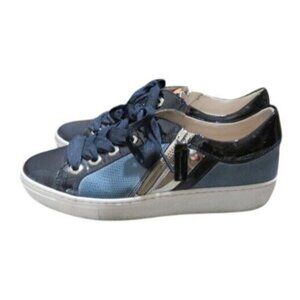 Ron White Ophelia Italian Calf Leather Mirror Patent Trim Sneakers
